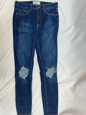 Free People Dark Blue Distressed Skinny Jeans 27